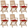vidaXL Chaises pliantes 6 pi&egrave;ces avec coussins en bois d'acacia massif