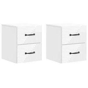 vidaXL Cabinet de chevet mural 2 pc Blanc brillant 34,5 x 33 x 40 cm