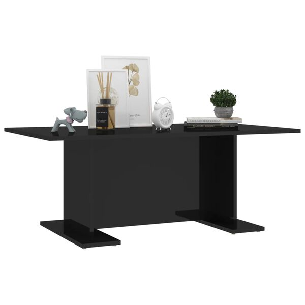 vidaXL Table basse noir brillant 103,5x60x40 cm bois d'ingénierie