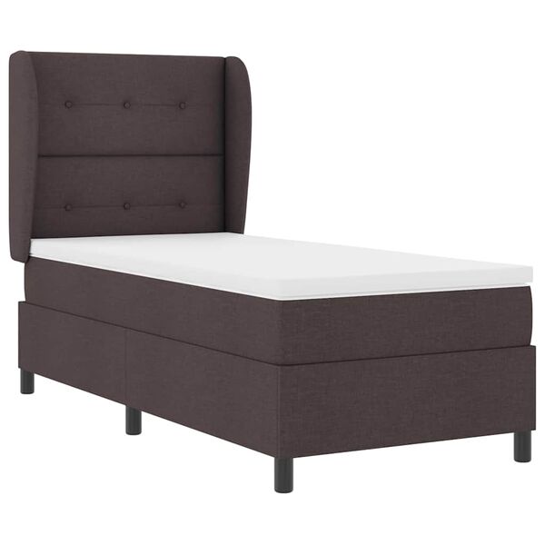 vidaXL Lit &agrave; ressorts avec matelas Marron fonc&eacute; 90 x 200 cm tissu