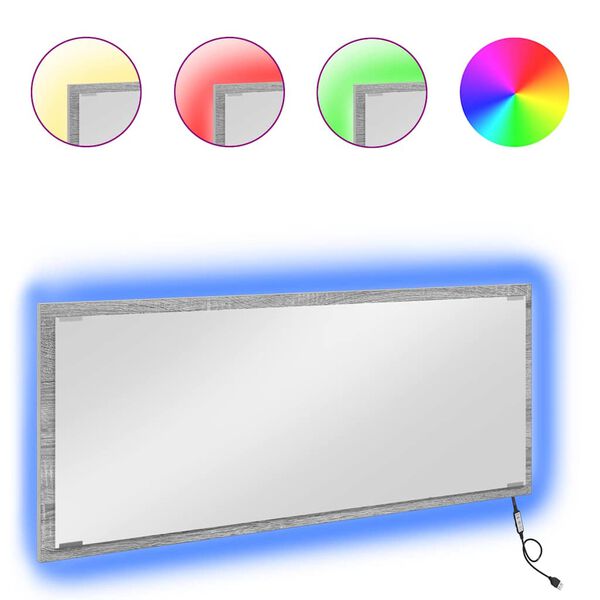 vidaXL Miroir Gris Sonoma 90 x 8,5 x 37 cm Bois d'ing&eacute;nierie