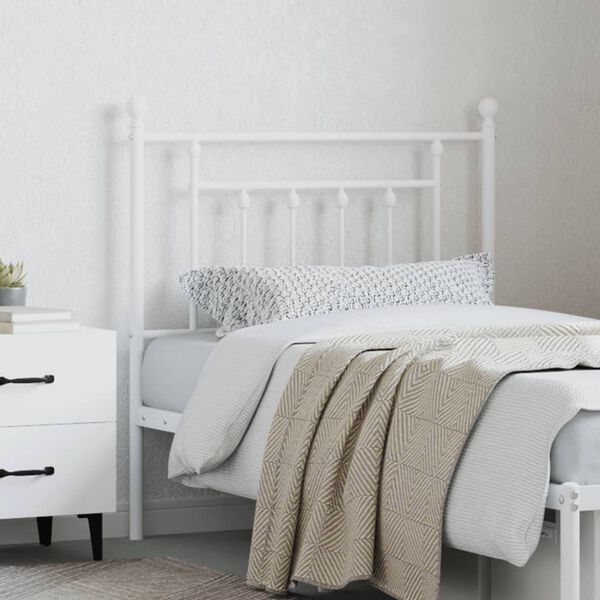 vidaXL T&ecirc;te de lit de remplacement m&eacute;tal blanc 80 cm
