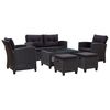 vidaXL Canap&eacute;s de jardin 6 pcs avec coussins R&eacute;sine tress&eacute;e Noir