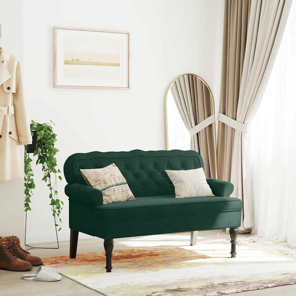 vidaXL Banc avec dossier vert fonc&eacute; 119,5x64,5x75 cm velours