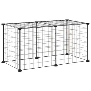 vidaXL Cage animaux de compagnie &agrave; 8 panneaux Noir 70x35x35 cm Acier