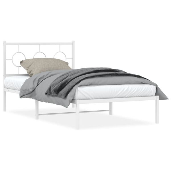 vidaXL Cadre de lit m&eacute;tal sans matelas et t&ecirc;te de lit blanc 100x190 cm