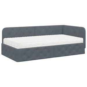 vidaXL Cadre de lit d'angle Gris fonc&eacute; 90 x 190 cm Velours