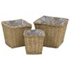 vidaXL Lits sur&eacute;lev&eacute;s 3 pcs Osier avec doublure en PE