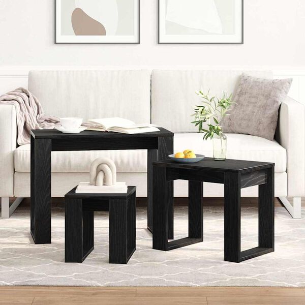 vidaXL Tables gigognes 3 pcs Chêne noir Bois d'ingénierie