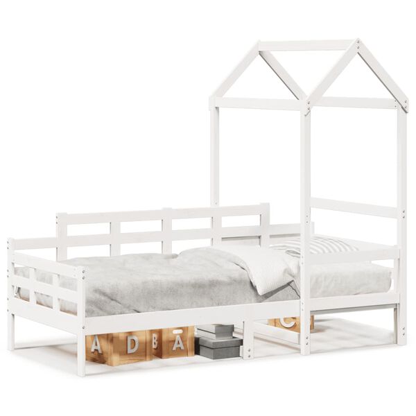 vidaXL Lit de jour avec toit sans matelas blanc 80x200 cm bois massif