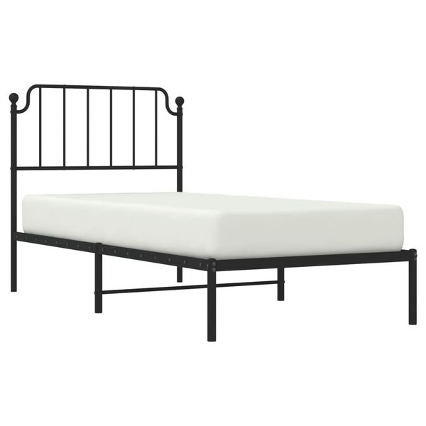 vidaXL Cadre de lit métal sans matelas avec tête de lit noir 90x190 cm
