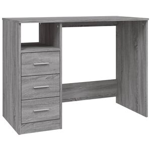 vidaXL Bureau avec tiroirs Sonoma gris 102x50x76 cm Bois d'ing&eacute;nierie