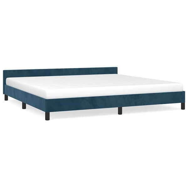 vidaXL Cadre de lit sans matelas bleu fonc&eacute; 200x200 cm velours