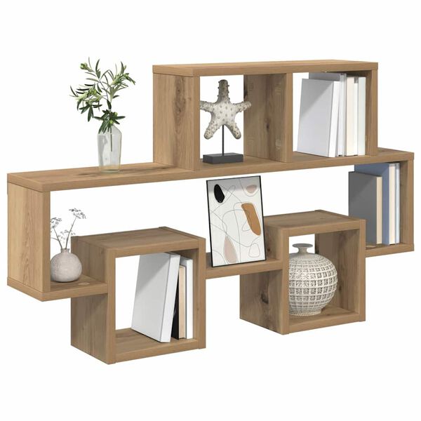 vidaXL &Eacute;tag&egrave;re Murale avec &eacute;tag&egrave;re ch&ecirc;ne artisanal 82 x 15 x 51 cm