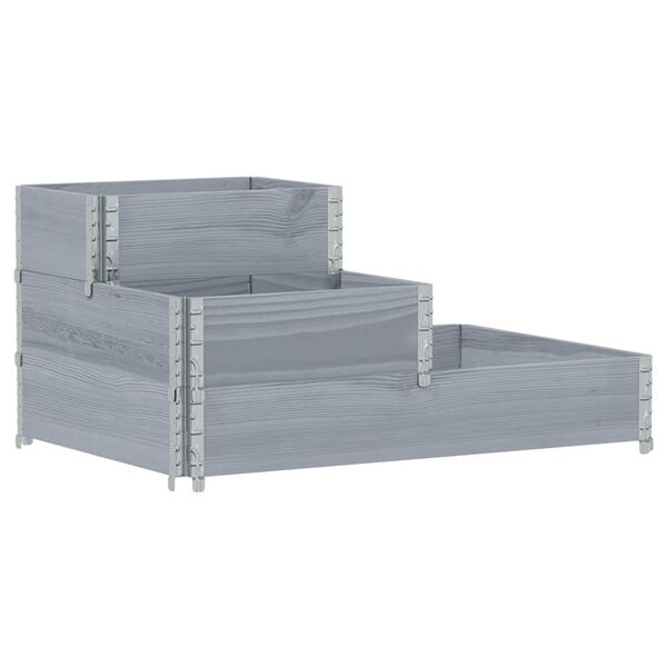 vidaXL Lit sur&eacute;lev&eacute; &agrave; 3 niveaux gris 120x80 cm bois de pin massif