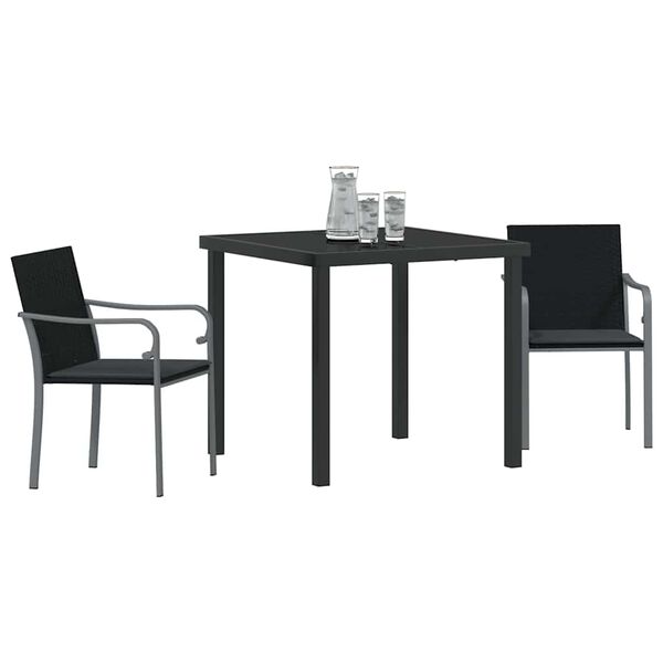 vidaXL Ensemble de salle à manger pour jardin 3 pcs Noir et gris