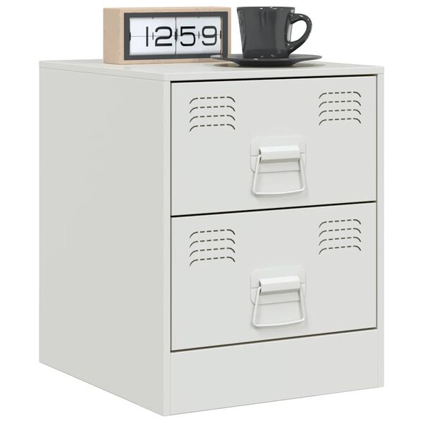 vidaXL Table de chevet blanc 34,5x39x44 cm acier