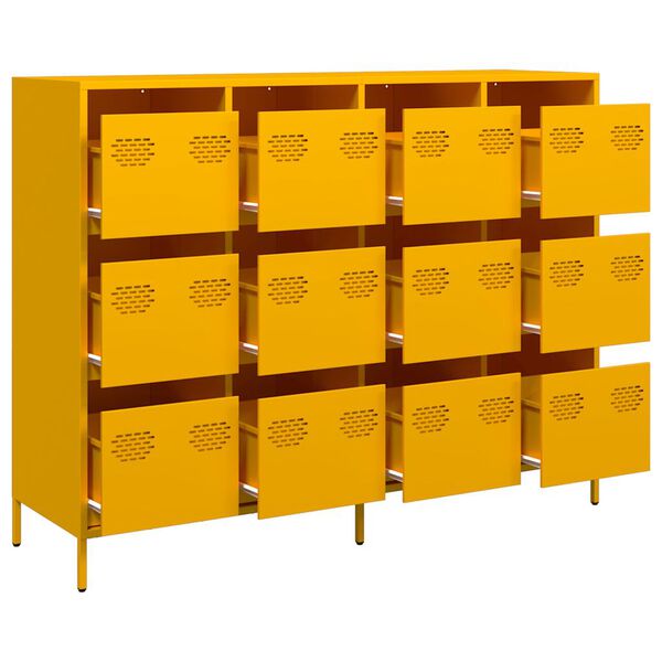 vidaXL Buffet jaune moutarde 135x39x103,5 cm acier lamin&eacute; &agrave; froid