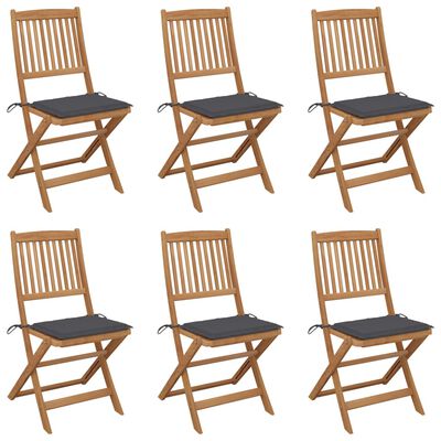 vidaXL Chaises pliables de jardin lot de 6 avec coussins Bois d'acacia