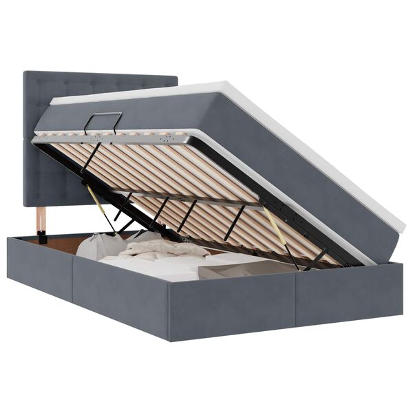 vidaXL Lit avec rangement et matelas Gris fonc&eacute; 120 x 190 cm Velours