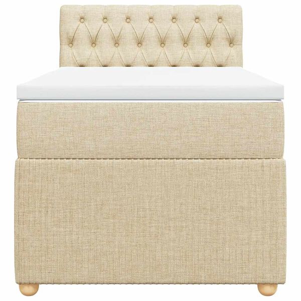 vidaXL Sommier &agrave; lattes de lit avec matelas Cr&egrave;me 80x200 cm Tissu
