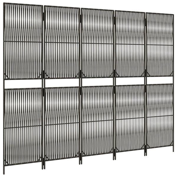 vidaXL Cloison de s&eacute;paration 5 panneaux gris r&eacute;sine tress&eacute;e