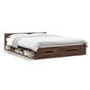 vidaXL Cadre de lit avec tiroirs sans matelas ch&ecirc;ne marron 135x190 cm