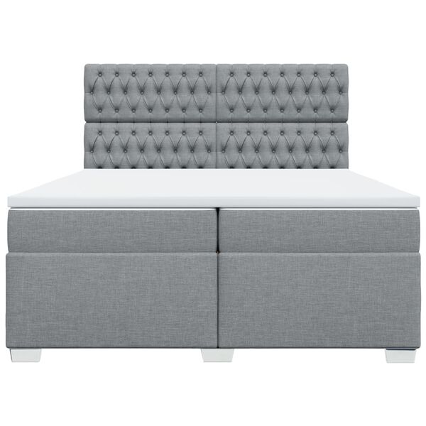 vidaXL Sommier &agrave; lattes de lit avec matelas Gris clair 200x200cm Tissu