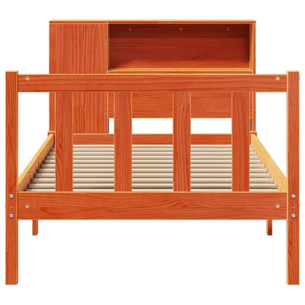 vidaXL Lit biblioth&egrave;que sans matelas cire marron 75x190 cm pin massif