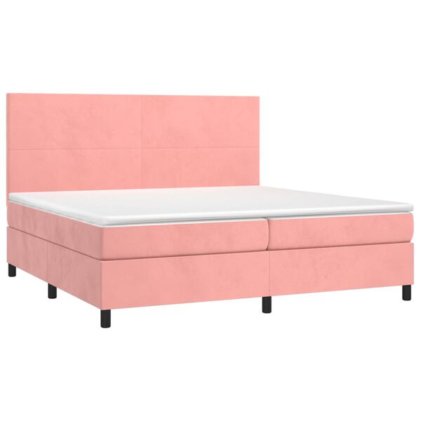 vidaXL Sommier &agrave; lattes de lit et matelas LED Rose 200x200 cm Velours