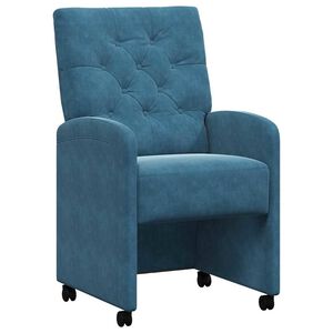 vidaXL Chaises de Salle &agrave; Manger avec Roues 2 pcs Bleu 58 x 67 x 97 cm