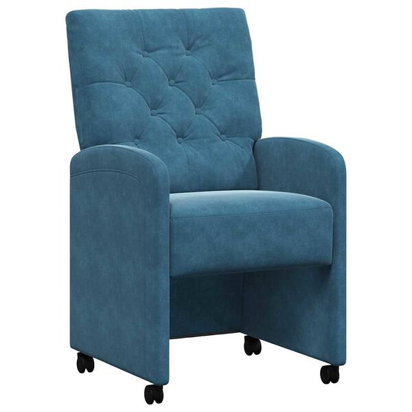 vidaXL Chaises de Salle &agrave; Manger avec Roues 2 pcs Bleu 58 x 67 x 97 cm
