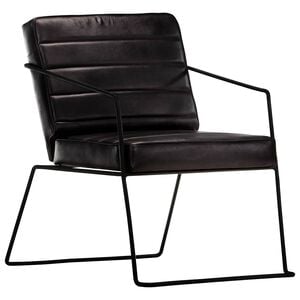 vidaXL Fauteuil Noir Cuir v&eacute;ritable