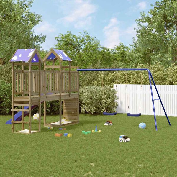 vidaXL Aire de jeux d'ext&eacute;rieur bois de pin impr&eacute;gn&eacute;