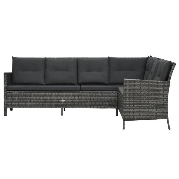 vidaXL Salon de jardin 4 pcs avec coussins r&eacute;sine tress&eacute;e gris