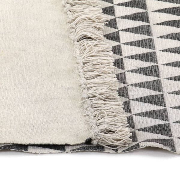 vidaXL Tapis Kilim Coton 120 x 180 cm avec motif noir/blanc