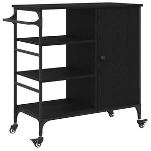 vidaXL Chariot de cuisine Ch&ecirc;ne noir 87.5 x 39 x 84.5 cm