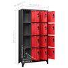 vidaXL Armoire &agrave; casiers Anthracite et rouge 90x45x180 cm Acier