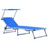 vidaXL Chaises longues pliables et toit lot de 2 Aluminium textil&egrave;ne