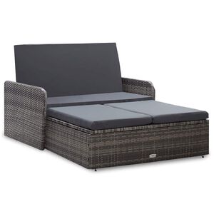 vidaXL Salon de jardin 2 pcs avec coussins R&eacute;sine tress&eacute;e Gris