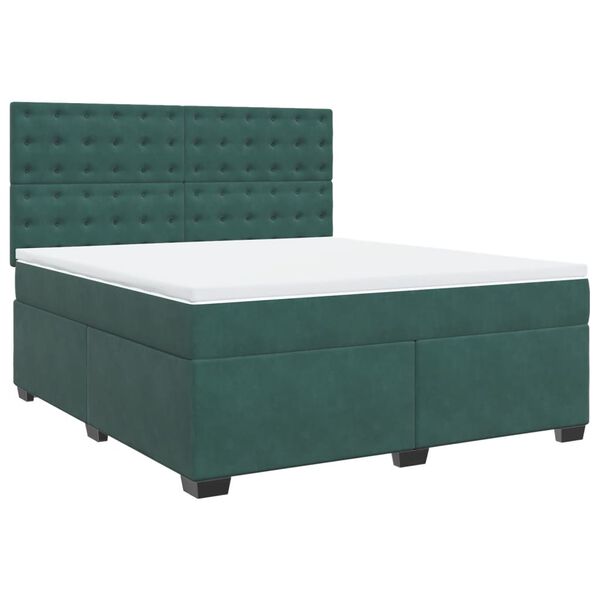 vidaXL Sommier &agrave; lattes de lit et matelas Vert fonc&eacute; 180x200cm Velours