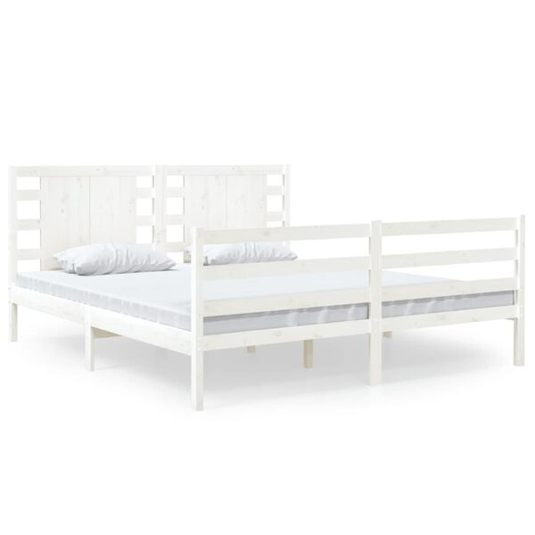vidaXL Cadre de lit sans matelas blanc 150x200 cm bois de pin massif