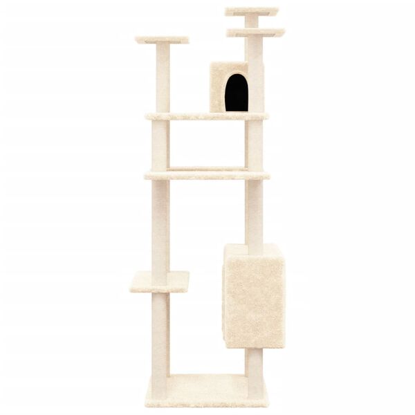 vidaXL Arbre &agrave; chat avec griffoirs en sisal Cr&egrave;me 162 cm