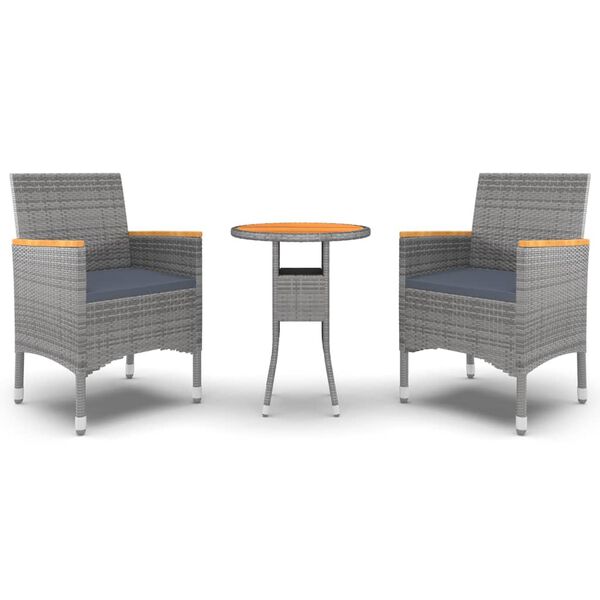 vidaXL Ensemble à manger de jardin 3 pcs Résine tressée Gris