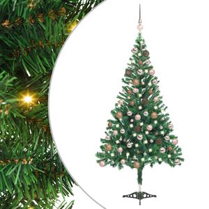 vidaXL Arbre de No&euml;l artificiel pr&eacute;-&eacute;clair&eacute;/boules 120 cm 230 branches