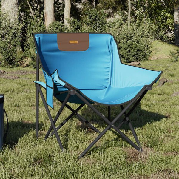 vidaXL Chaise de camping avec poche pliable lot de 2 bleu vif