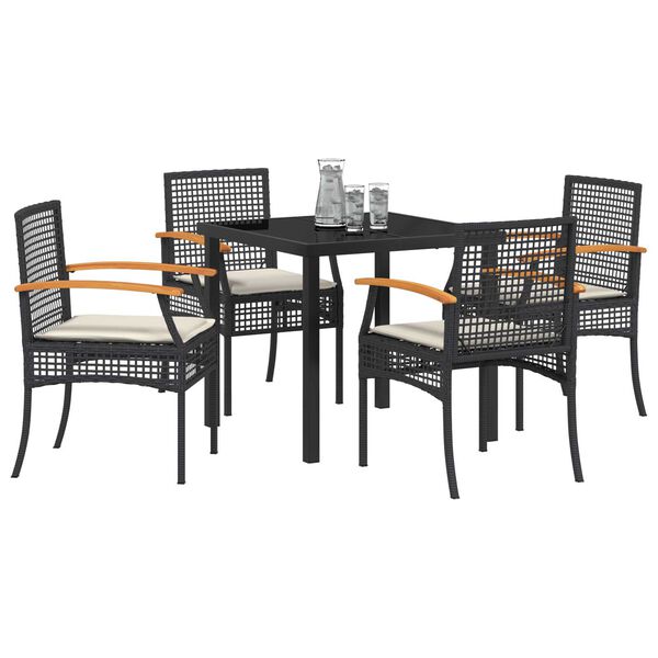 vidaXL Ensemble de salle &agrave; manger pour jardin 5 pcs Noir polyrotin
