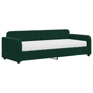 vidaXL Lit de jour avec matelas vert fonc&eacute; 80x200 cm velours