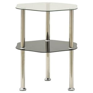 vidaXL Table 2 niveaux Transparent et noir 38x38x50 cm Verre tremp&eacute;