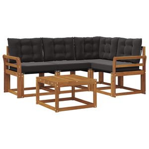 vidaXL Ensemble de canap&eacute;s d'ext&eacute;rieur 5 pcs Naturel et Noir
